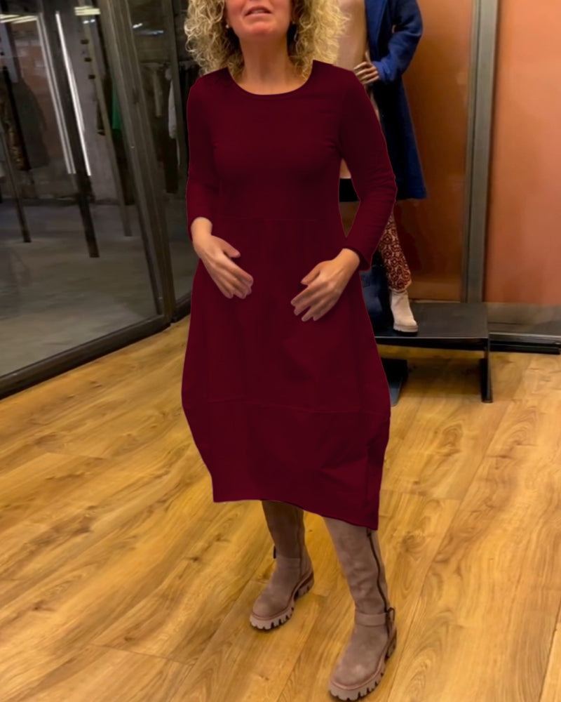 Clara™ Midi Autumn Dress with Pockets