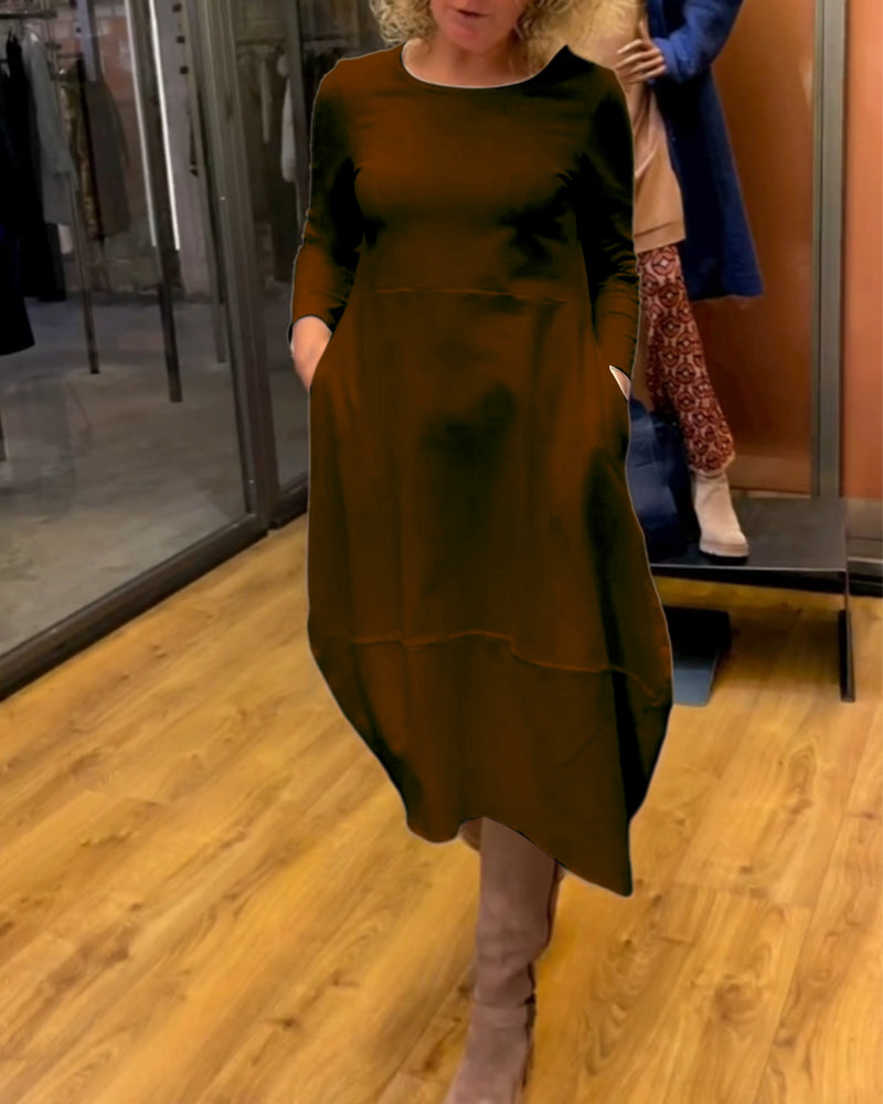Clara™ Midi Autumn Dress with Pockets