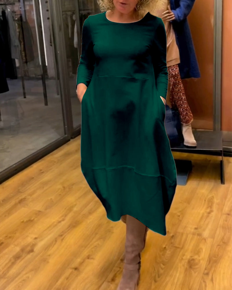 Clara™ Midi Autumn Dress with Pockets