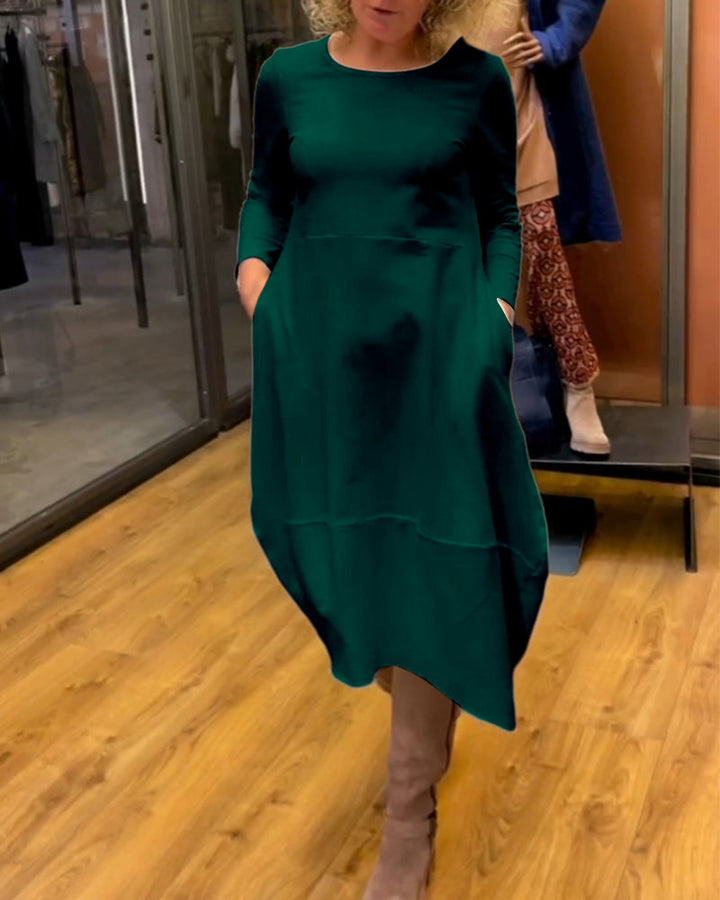 Clara™ Midi Autumn Dress with Pockets
