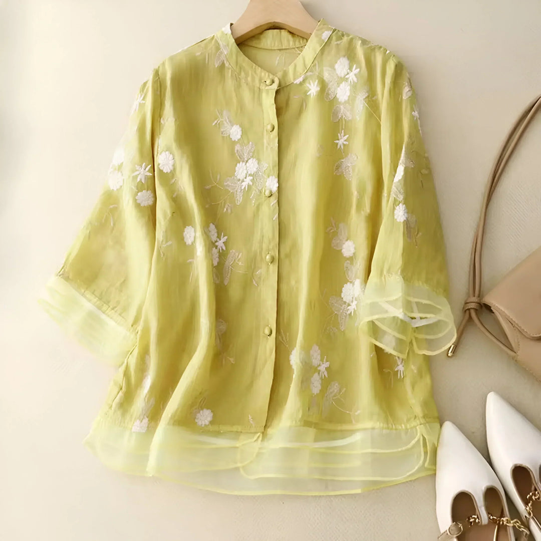 Carmelita – Embroidered Sheer Blouse